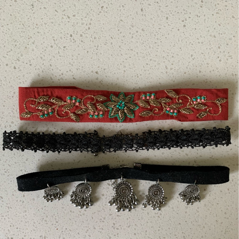 3 piece choker set perfect for festivals. All have adjustable chains.